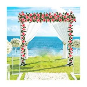 T-21 New Style No Fade Pink Rose Ivy Floral Artificial Pendurado Flor Videira para Casamento Home Party Garden Craft Art Decor