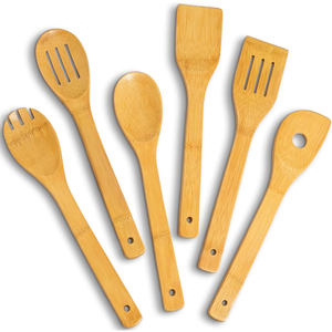 Cucharas de madera Accesorios de cocina Utensilios de cocina 6 piezas Cucharas de espátula de madera Utensilio de cocina antiadherente - Product Image 1