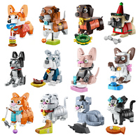 Mini 3D plástico Animal perro gato bloque de construcción chico mascota modelo juguete y adorno de mesa de ordenador Decoración regalo educativo