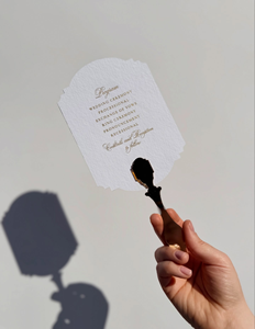 Invitations de mariage personnalisées <span class=keywords><strong>double</strong></span> face festonnées avec poignée en acrylique doré, motif peinture à l'huile vintage et carte 'Save the Date' - Product Image 2
