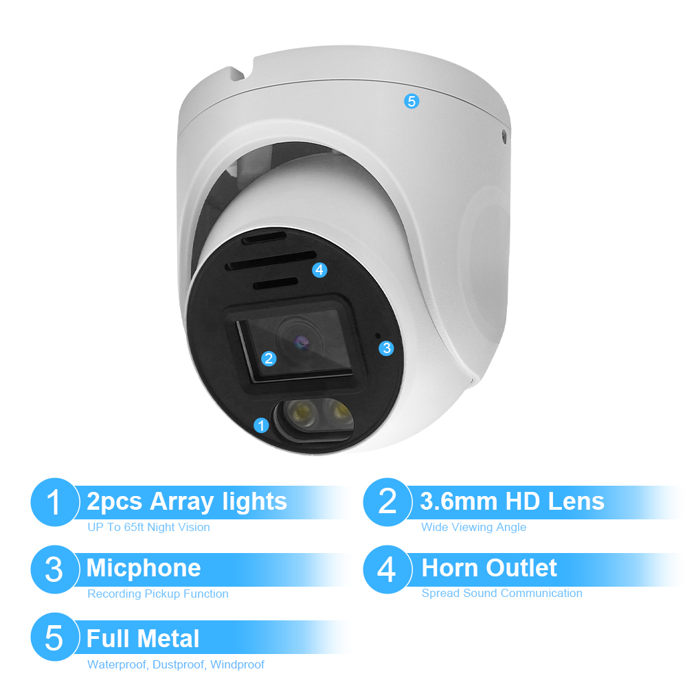 4MP Full Color IP PoE Camera Night Vision Two Way Audio Network CCTV Camera · image 2