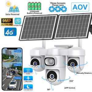 Caméra de surveillance solaire AG623SR 9MP 4G 12000mAh Triple objectif 6 moteurs PTZ CMOS Puce HiSilicon Vision nocturne couleur Application O-Kam Bidirectionnelle - Product Image 1