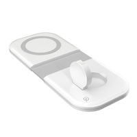 Faltbares Ladedock-Kraftwerk 2 in 1 Magnetisches kabelloses Ladegerät 15W Schnell ladegerät für Apple Watch iPhone mit LED-Licht