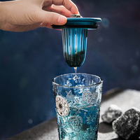 Tasse élégante de paille en verre bleu profond pour boissons rafraîchissantes Premium Drinkware