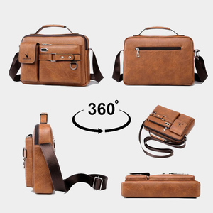 Biểu tượng tùy chỉnh thời trang với nhiều túi và dây kéo cho đi lại và kinh doanh người đàn ông tuyệt vời của món quà PU da cặp Crossbody Túi - Product Image 4