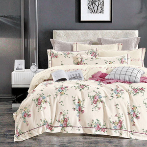 Parure de draps de luxe 100 % coton 300 fils, motif végétal imprimé, pour literie Tencel, housse de couette, technique tissée - Product Image 2