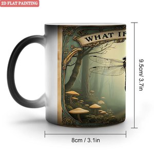 Tasse magique portable légère de voyage, noire givrée, 11 oz, en céramique, activée par la chaleur - Product Image 1