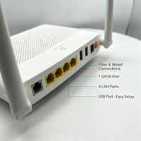 Xinsuhang HG6145D2 FTTH SOHO GPON ONT AC1200 Router Inalámbrico de Fibra Óptica 4GE con Puerto VOIP TEL y Gateway de Red Segura para el Hogar FTTR