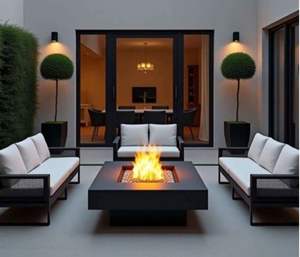 Heavy Duty Gas-Fueled Steel Outdoor Fireplace <b>Table</b> <b>Fire</b> <b>Pit</b> Lid Pyramid-Shaped Patio Heater Pulse Ignition for Outdoor Heating - Product Image 3