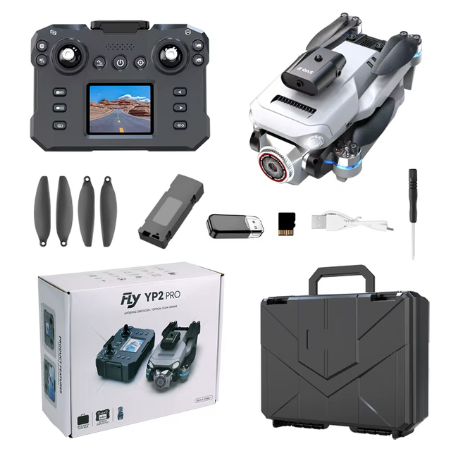 YP2 Pro Beginner 4k HD Aerial Dual Camera Optical Flow Obstacle Avoidance Brushless Motor Plastic Display Screen Remote Control