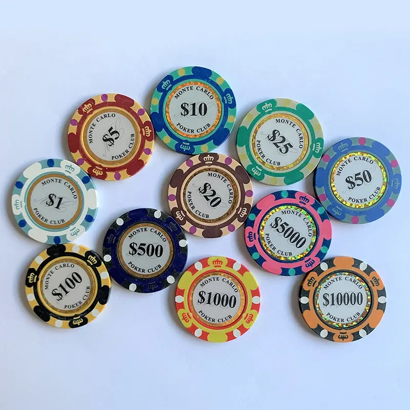 Giá rẻ bán buôn tùy chỉnh nhựa 40mm 14g đất sét cờ Bạc đồng xu jetton tag Poker chip