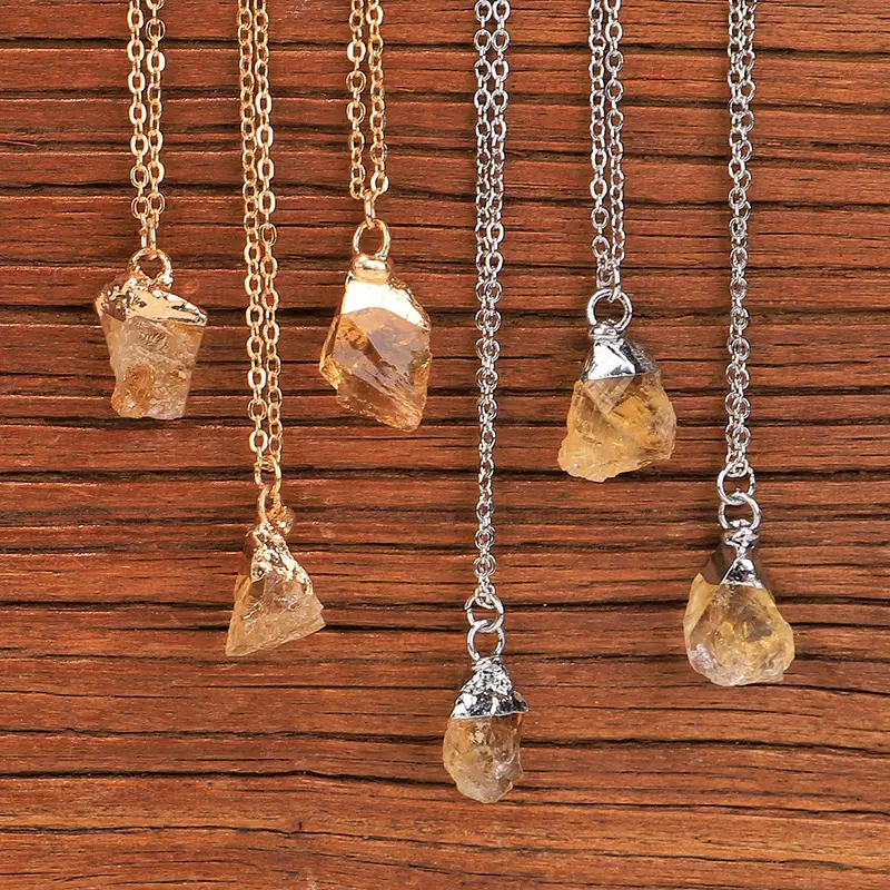 Choker Crystal Gemstone Birthstone Irregular Healing Raw Pendant Natural Stone Couple Fine Jewelry Necklaces 18k Gold Necklace