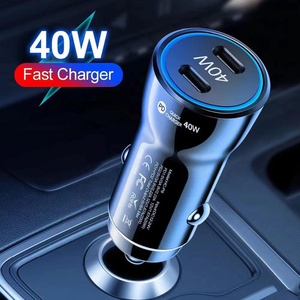 Cargador de Coche PD de 40W con Doble Puerto USB, Adaptador Universal de Carga Rápida para Teléfonos, Corriente de Salida de 5A - Product Image 1