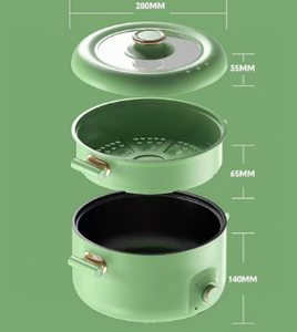 Olla caliente multifuncional Cocina de Vapor Eléctrica Electrodomésticos antiadherentes con tapa de vidrio templado - Product Image 2