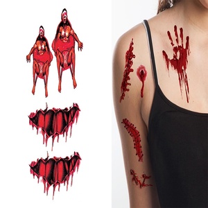Halloween tatouages temporaires simulés cicatrice tatouages yeux coeur araignée tatouage autocollant corps visage Halloween autocollant décoratif adulte - Product Image 1
