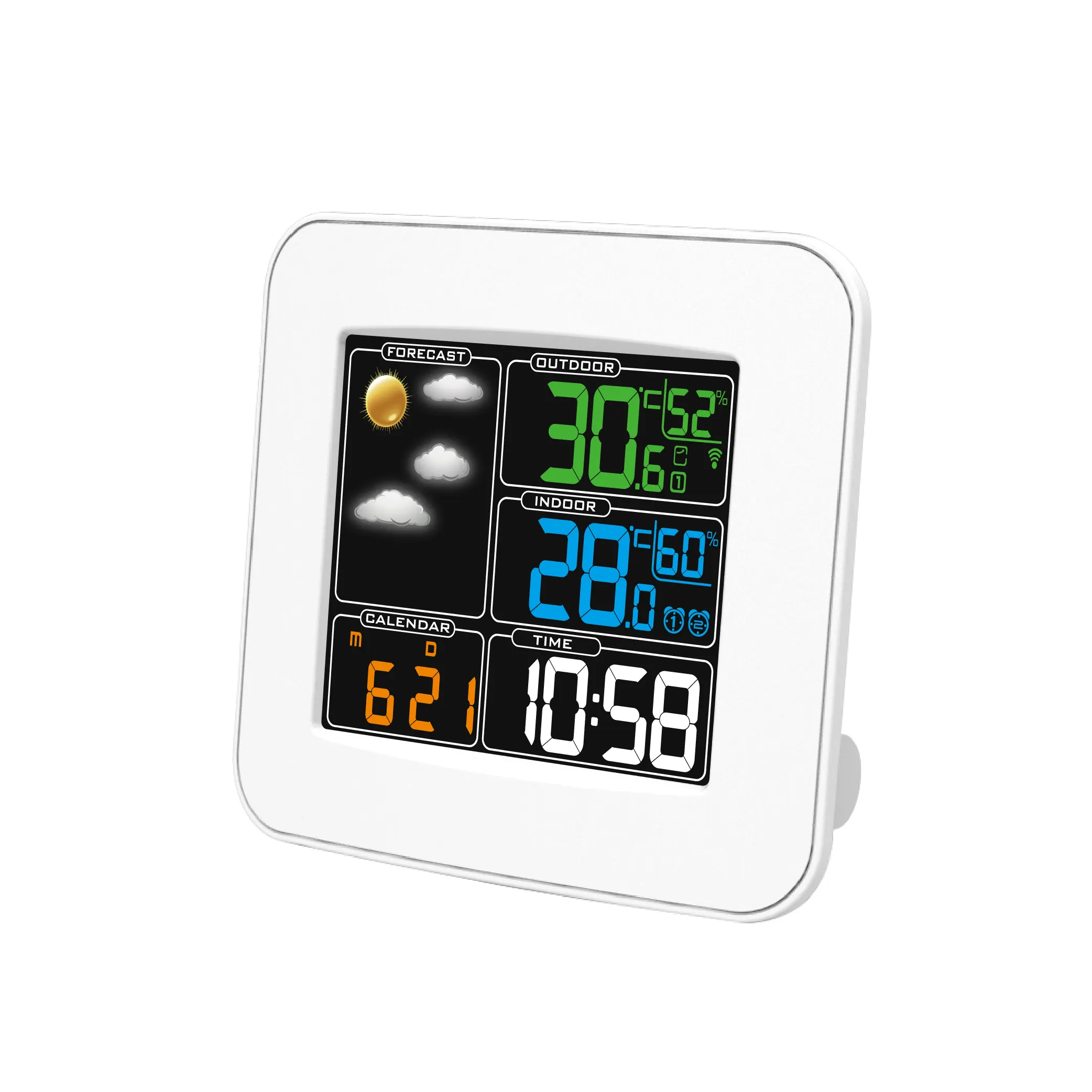 EWETIME – horloge de station météo couleur bois sans fil avec chiffres de bureau personnalisés