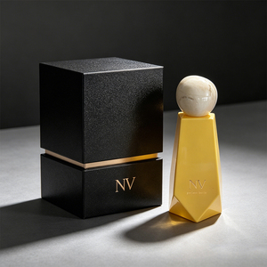 Botellas de perfume de vidrio facetado en colores pastel, botellas de perfume vacías personalizadas, tapa de piedra con grano de mármol, venta al por mayor, botella de 100 ml - Product Image 5