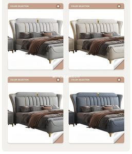 Sofo de Reina italiana de fábrica, camas tapizadas de cuero para el hogar, Hotel, cama suave, muebles de dormitorio, cama King Size moderna - Product Image 5