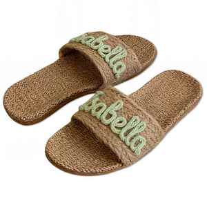 Sandalias de Lino Personalizadas con Nombre Tejido, Pantuflas de Playa para Verano, Regalo para Fiesta Nupcial - Product Image 1