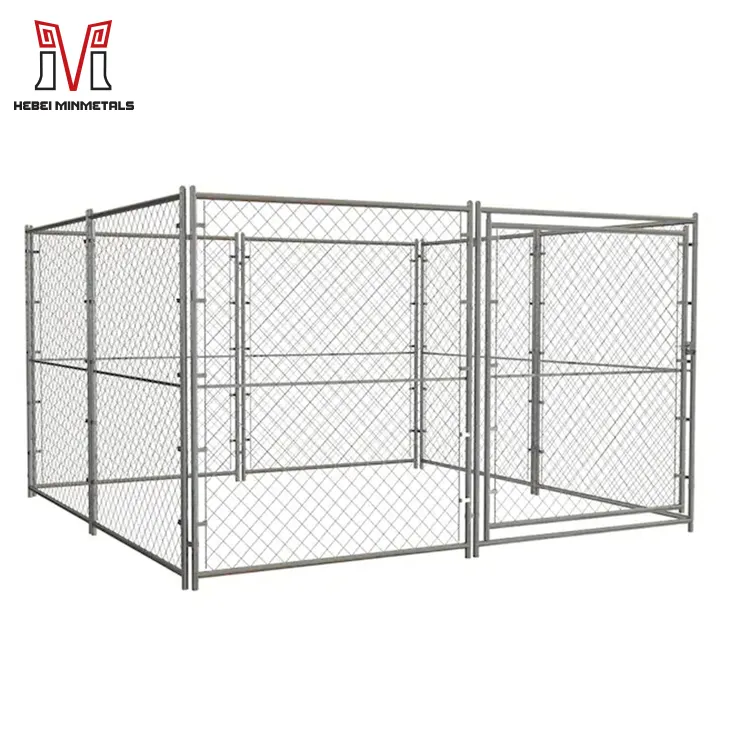 Galvanisé Bon marché 10x10x6 Maillon de chaîne extérieur très résistant Grand chenil pour chien Panneau de maison Cage métallique