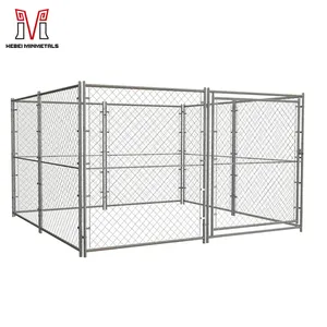 Mạ kẽm giá rẻ 10x10x6 nhiệm vụ nặng nề ngoài trời Chuỗi liên kết con chó lớn chạy kennel Bảng điều chỉnh nhà bao vây kim loại lồng