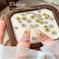 Breloques pour ongles en zircon en forme de fleur 3D DIY, en acrylique transparent jaune, non toxiques, luxueuses, pour la décoration d'ongles à presser, fournitures de manucure