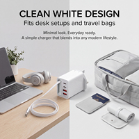 Cargador de Pared con Enchufe del Reino Unido, Cable USB C Retráctil Integrado, 4 Puertos USB A+C, Bloque de Carga Rápida, Adaptador de Entrega de Energía PD 3.0