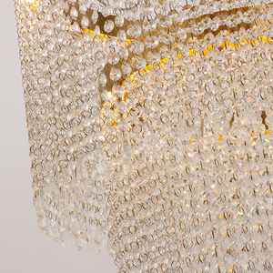 โคมไฟวิลล่าติดเพดานสีทองหรูหราทันสมัยโคมระย้าคริสตัลติดเพดาน K9ห้องนั่งเล่นของโรงแรม - Product Image 5