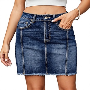 Jupe en jean sexy taille haute pour femme avec détails boutonnés, longueur mi-mollet, tissu élastique, idéale pour les tenues décontractées ou semi-formelles - Product Image 1