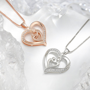 2025 l'amour des mères européennes et américaines mère fille collier en forme <span class=keywords><strong>de</strong></span> coeur pour les filles - Product Image 1