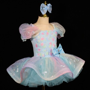 Ipopotamo bambini nuovo <span class=keywords><strong>Tutu</strong></span> di balletto per bambini bambini <span class=keywords><strong>Ballerina</strong></span> festa costumi da ballo rosa cuori blu abito <span class=keywords><strong>Tutu</strong></span> - Product Image 2