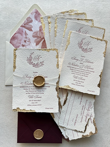 Carte d'invitation de luxe en typographie, papier coton profondément gaufré, élégante carte d'invitation pour douche nuptiale, mariage et déclaration de mariage - Product Image 6