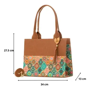 Bolso Tote de Yute Ecológico Fana Dahina Color Camel para Mujer con Diseño Personalizado, Tamaño Mediano, Plegable de Tela para Almacenamiento de Alimentos - Product Image 3