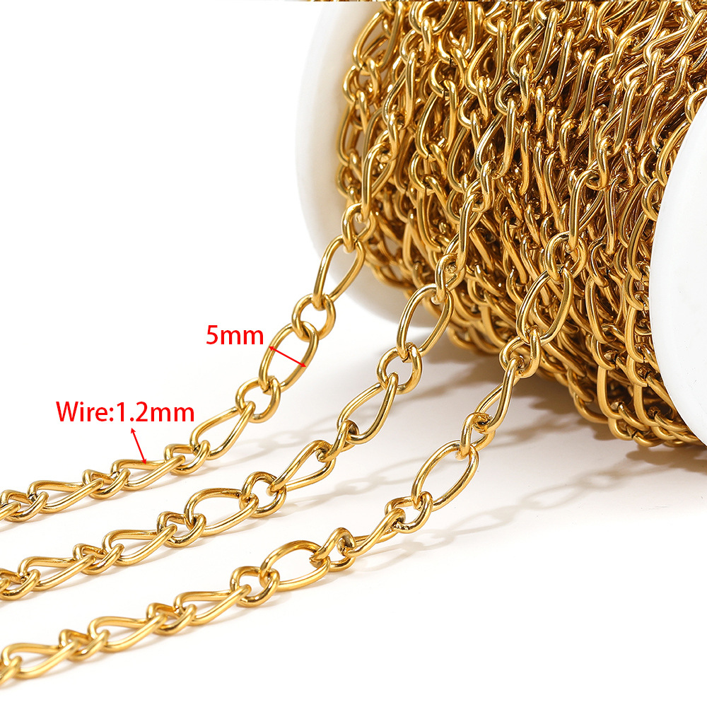 1.2mm wire diameter 5mm wide 1:1 side chain gold
