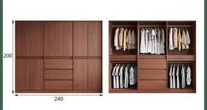 Moderno e durevole personalizzato massello <span class=keywords><strong>legno</strong></span> noce armadio camera da letto con porte <span class=keywords><strong>in</strong></span> MDF Design minimalista 3 cassetti personalizzabili - Product Image 5