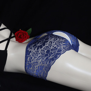 Japanese Style Lace Open Crotch Panties For Women Plus Size Sexy See Through Viscose Fabric Bedwear - Product Image 1