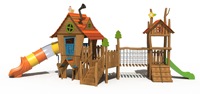 Maison de jeu en bois extérieure pour enfants jouet maison terrains de jeux multifonctionnels combinaison toboggan escalade sable piscine parc d'attractions