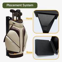 Support mural pour sac de golf JH-Mech noir, durable, réglable de 36 à 48 pouces, avec ressort pneumatique coulissant, capacité de 110 livres, en acier robuste, pour le rangement des sacs de golf.