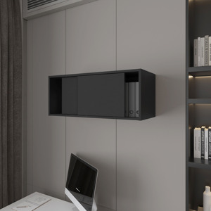 Armoire flottante Anegam avec porte coulissante, étagère murale noire pour le rangement à domicile ou au bureau - Product Image 3