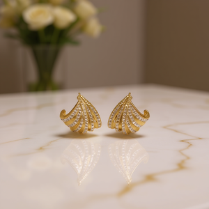 Orecchini a forma di piuma placcati in oro con strass di cristallo per le donne, gioielli classici alla moda per feste - Product Image 2