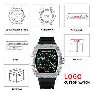 Montre automatique de luxe pour homme ONOLA 2024, modèle 3828D, boîtier carré noir, fermoir à boucle, cadran en verre, résistance à l'eau 3 BAR - Product Image 2