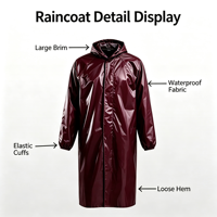 Poncho de pluie réfléchissant en tissu Oxford robuste pour hommes adultes, style coupe-vent une pièce, imperméable de sécurité pour le travail en extérieur