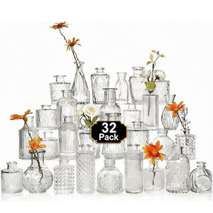 Vasi <span class=keywords><strong>in</strong></span> <span class=keywords><strong>Vetro</strong></span> Trasparente per Fiori, Set <span class=keywords><strong>di</strong></span> Mini Vasi Decorativi per Centrotavola Matrimoniali e Arredamento Casa - Product Image 1