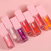 Op maat gemaakte logo-doodle transparante lipgloss OEM kleine oplage ondersteuning hydraterende anti-kloofjes aardbei watermeloen fruit lipgloss