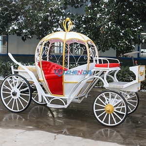 Horse Carriage Pink Color 4 Wheels Luxury Wedding Carriage <b>White</b> Pumpkin Carriage - Product Image 6
