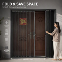 Porte moustiquaire pliante rétractable moderne en maille diamant pour projets hôteliers, villas et complexes de Bali