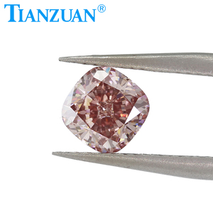 Lab Grown Diamond CVD Cojín Forma Fancy Color Rosa marrón VVS1/VS1 2EX Cuenta de piedras preciosas sueltas con certificado <span class=keywords><strong>GEMID</strong></span> - Product Image 1