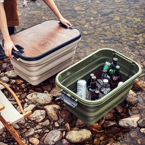 IRONDONKEY Camping extérieur pliant couvercle en <span class=keywords><strong>bois</strong></span> stockage multifonctionnel boîte de tri grande voiture pliant Tailbox - Product Image 4