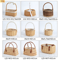 Panier à fleurs en osier tressé à la main personnalisé avec poignée, panier à fleurs pour décoration de mariage, panier cadeau en rotin tressé