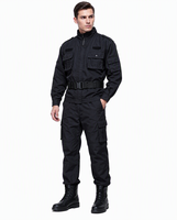 Uniforme de sécurité personnalisé, tenue de travail, chemises et pantalons, conception de logo brodé, uniformes de sécurité noirs vierges personnalisés, ODM